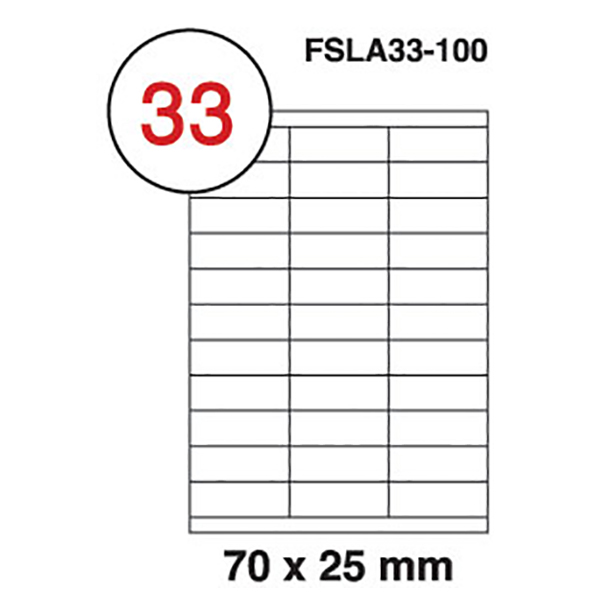 FIS Multipurpose Label Sticker 70 x 25mm - FSLA33-100 (pkt/100sheets)